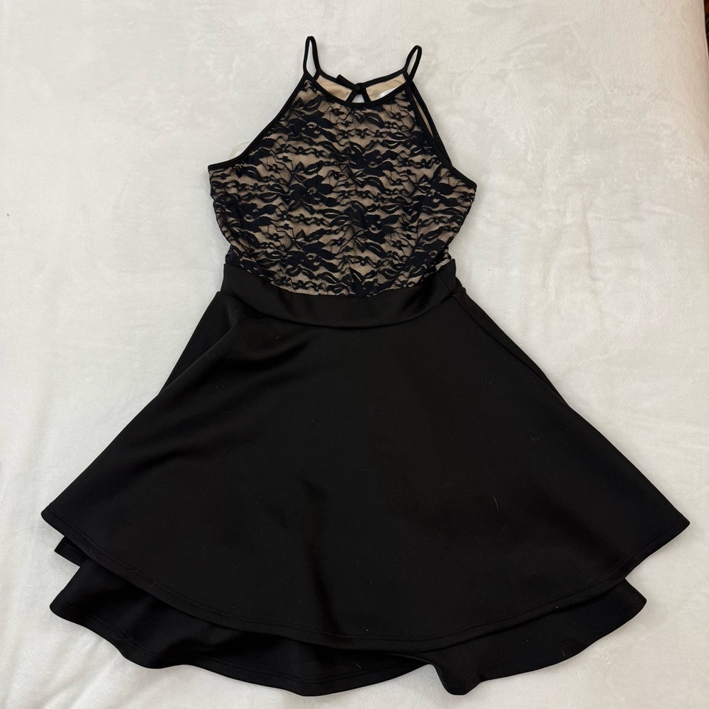 Emerald Sundae Black Lace Halter Dress. Size 1 (teen or petite)